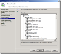 wsus config screen 5 - products